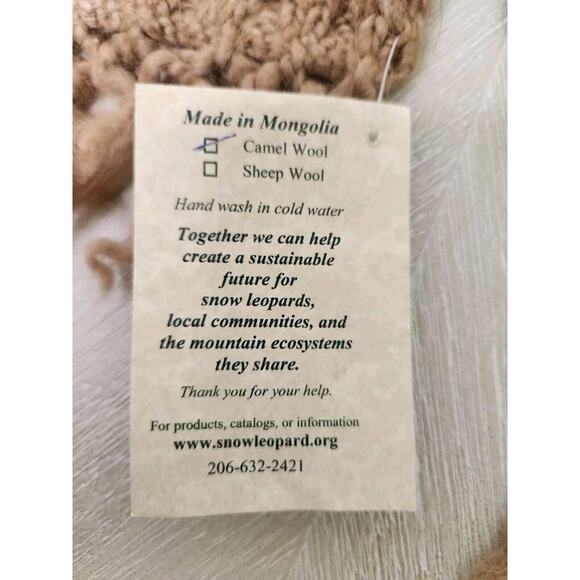 Handmade Chunky Knit Scarf Camel Wool From Snow Leopard Trust 46X6.5 Inches - Picture 3 of 6